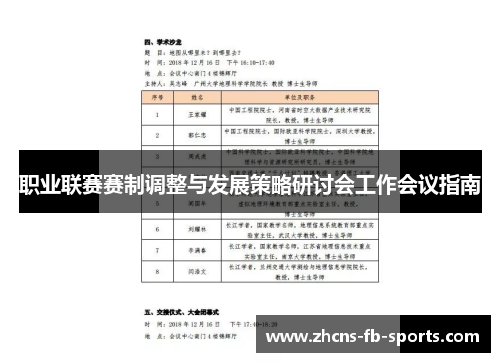 职业联赛赛制调整与发展策略研讨会工作会议指南