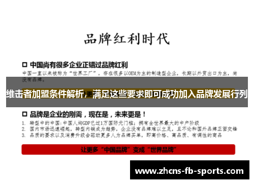 维击者加盟条件解析，满足这些要求即可成功加入品牌发展行列